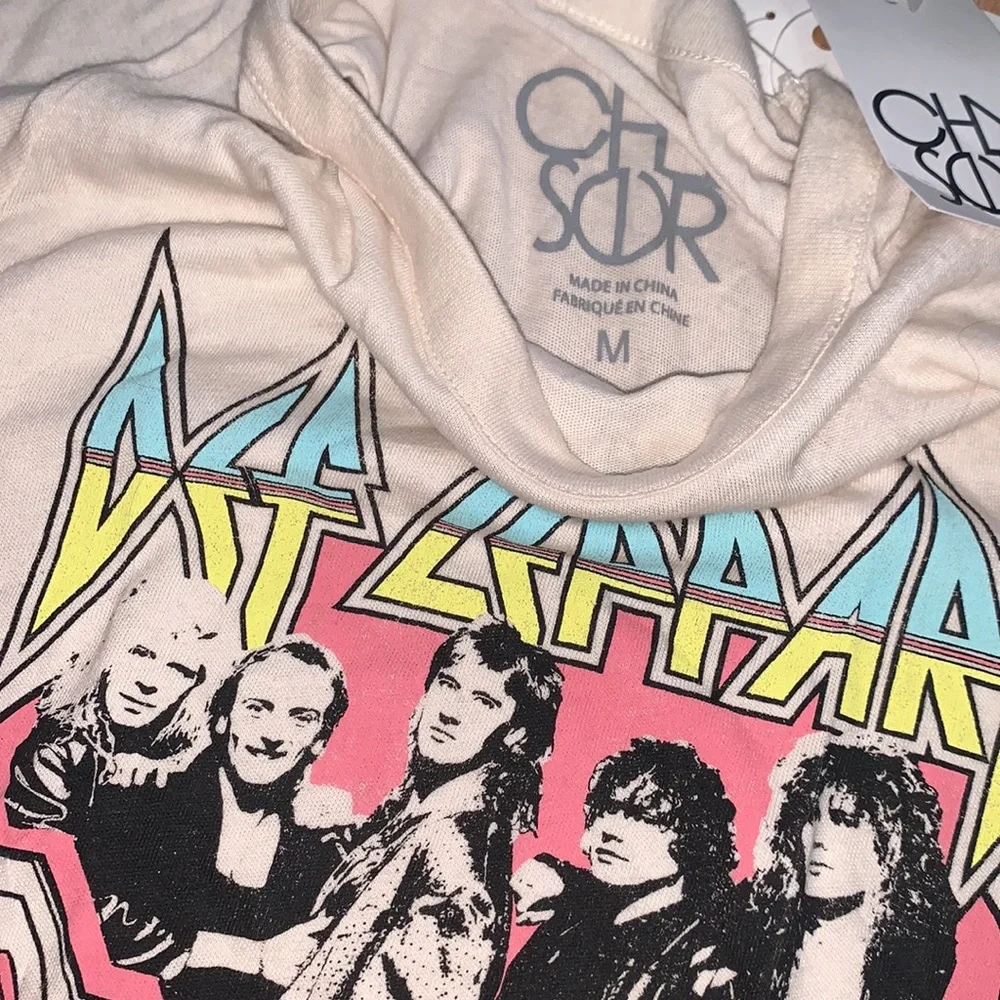 Chaser | Def Leppard World Tour Splattered Band Tee Size M Cream - Picture 3 of 8